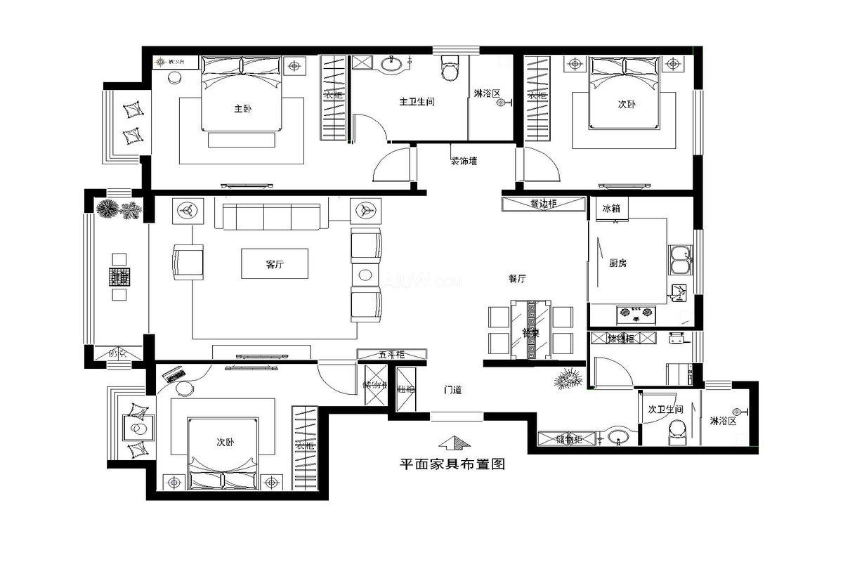 70兩房一廳裝修效果圖，70平兩室一廳裝修圖